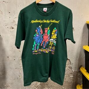 Vintage 1993 Kentucky Derby Festival Polo Graphic Horse T-Shirt USA Made Large L